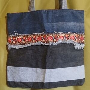 Embroidered Denim Tote Bag